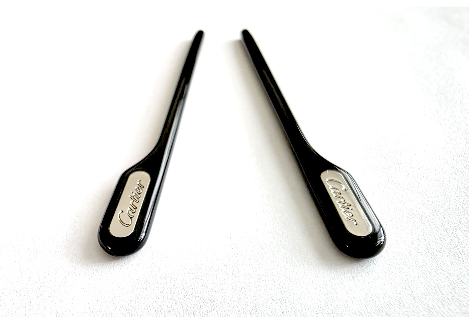 NEW! Authentic Cartier Black/Silver Temple Tips