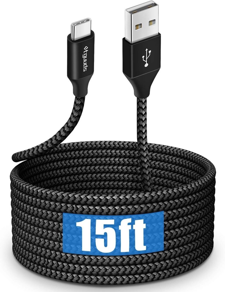 Long USB C Cable 15Ft, USB 2.0 to USB Type C Cable Fast Charging Nylon