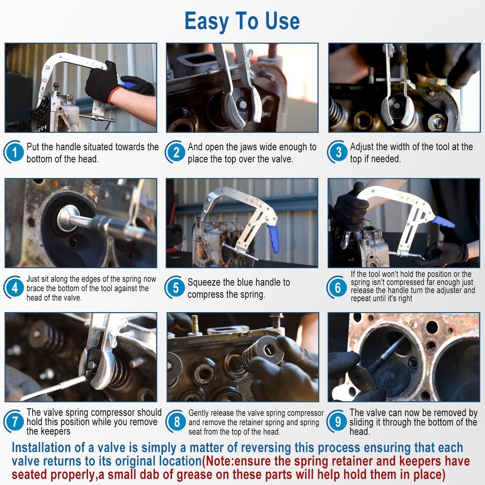 8 in Valve Spring Compressor Universal Valve Spring Removal Tool Compatible w...