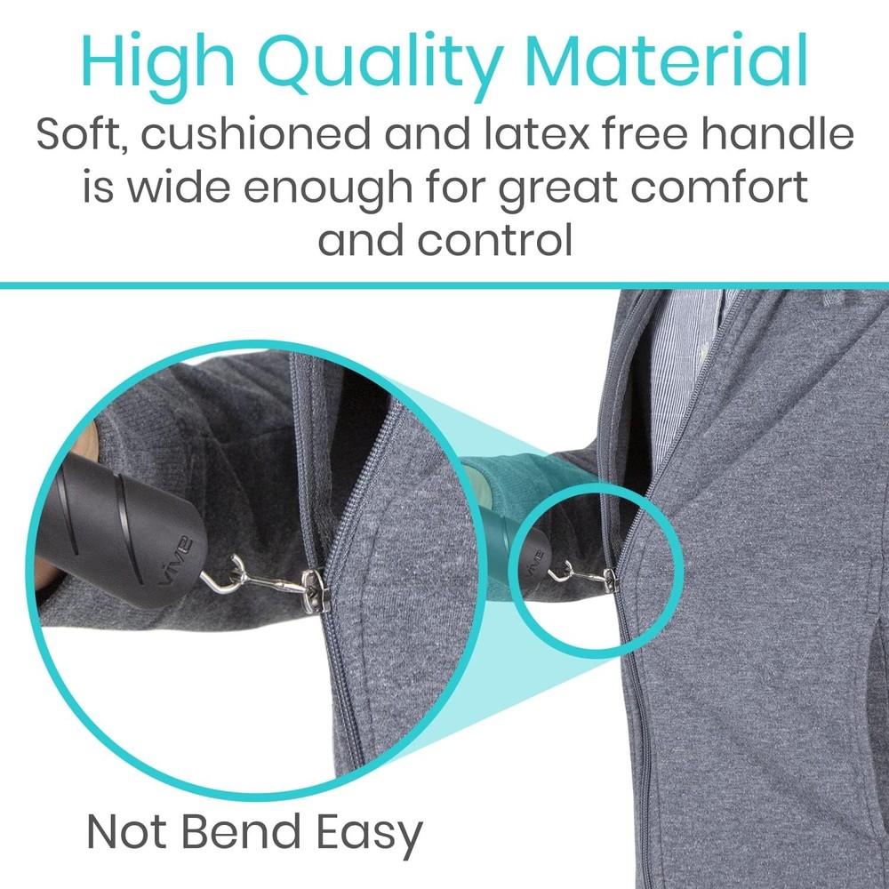 Vive Button Hook with Zipper Pull - Dressing 1 Count (Pack of 1), Black