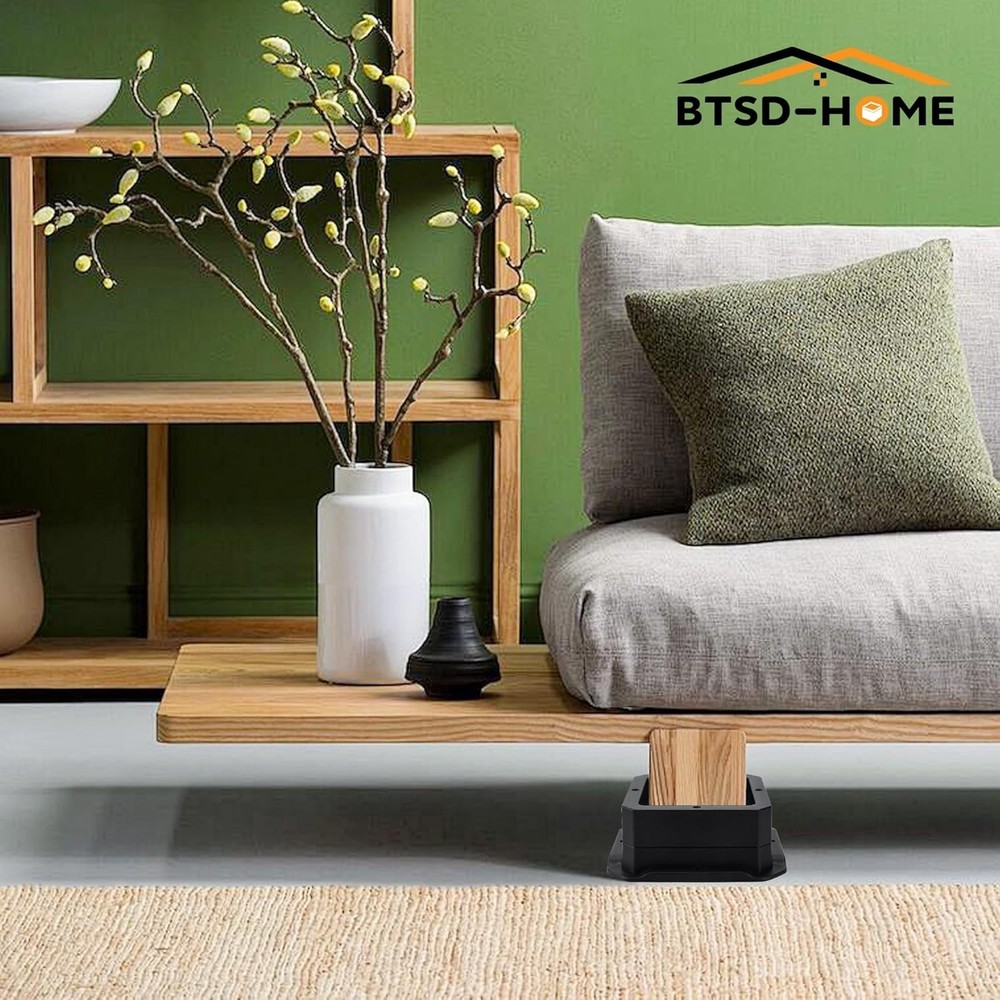 Sleek Plastic Bed Risers - 1-Inch Elevation, Heavy Duty Support Up to 2000lbs
