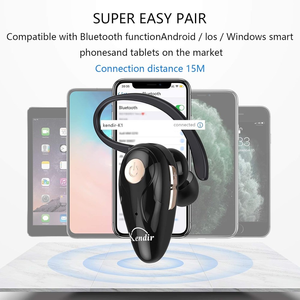 Bluetooth Headset, V5.0 Ultralight Wireless Headphone Cell Phone Black