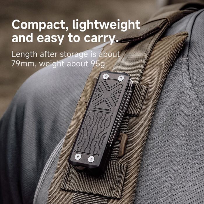 NexTool E1 Pocket Tool 9 Integrated Tools w/ Black Aluminum Handles 2.88" Closed