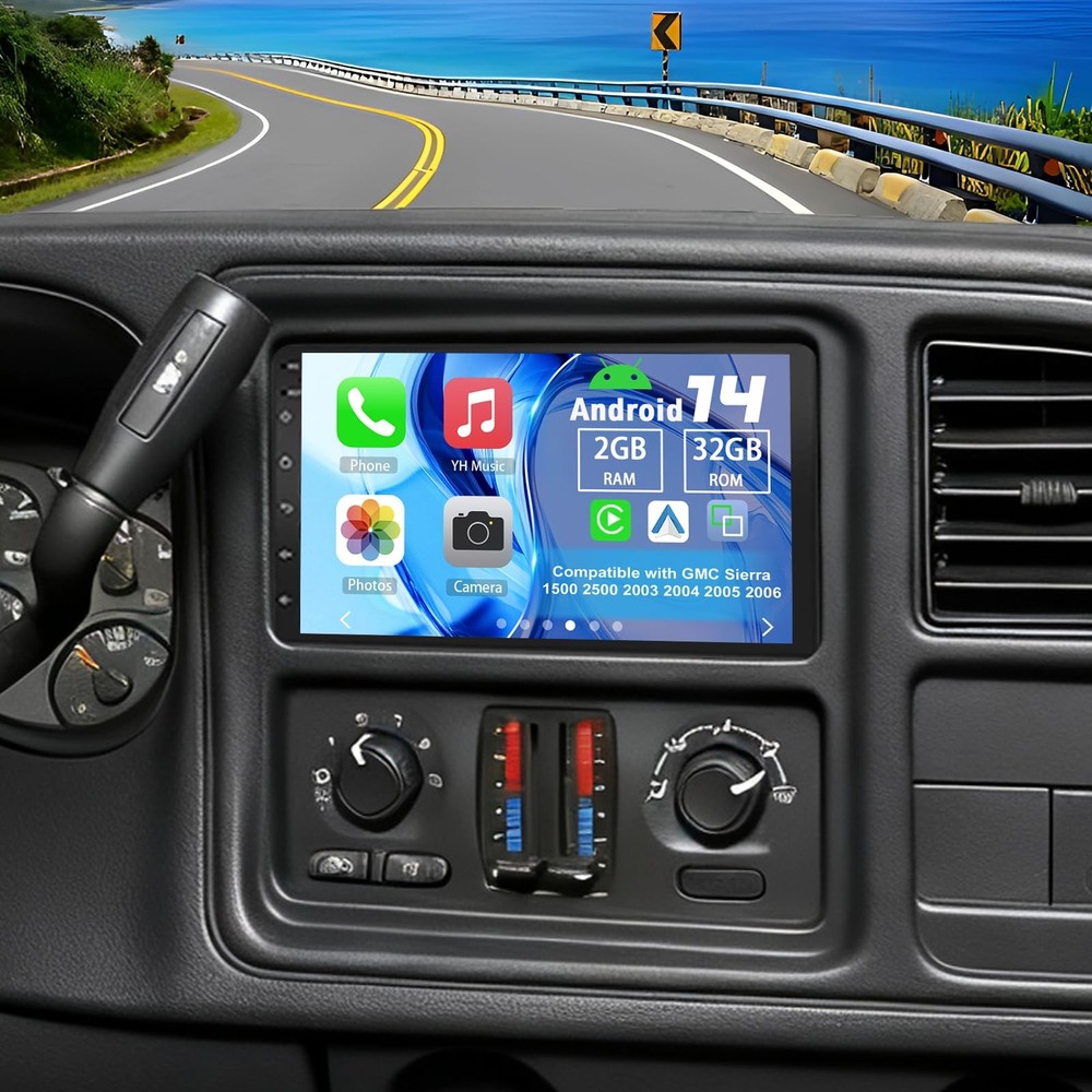 Android 14 Double Din Car Stereo 7" Touchscreen Wireless Carplay Android Auto