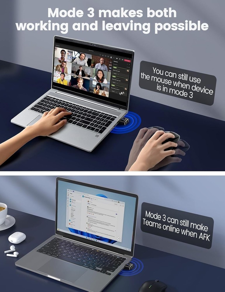 Durable Metal USB-C Mouse Mover: 3 Modes with LED for Seamless Computer Activity