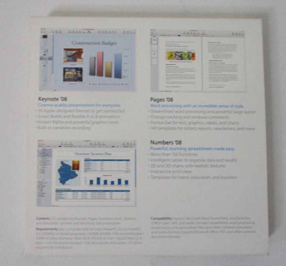 iWork 08 (2007 CD + Serial Numbers) Mac Version 8.0 Install Disc; Apple Software