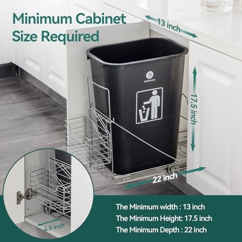Pull Out Trash Can Under Cabinet,Adjustable Under Sink Trash Can Pull Out Kit wi