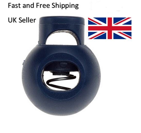 Spring Loaded Plastic Round Toggle Stopper Cord Locks 10pcs 5pcs 1pcs Black UK