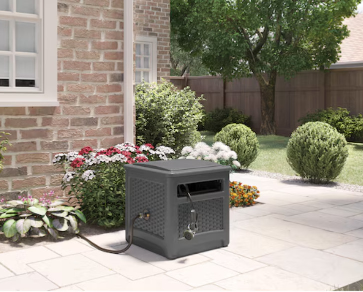 Suncast Wicker Hideaway Plastic 225-ft Container Hose Reel