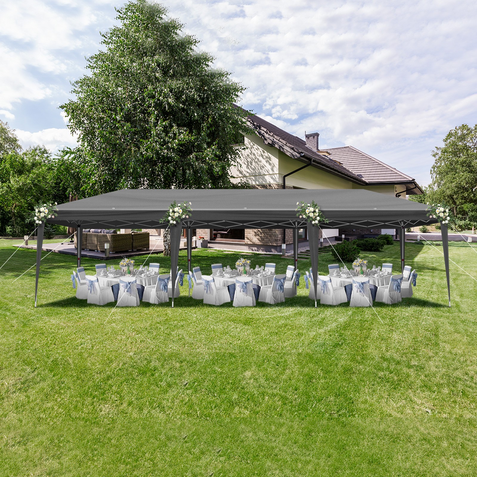 10x30ft Outdoor Pop Up Canopy, Canopy Tent for Party Camping,Sadbag,on Wheel