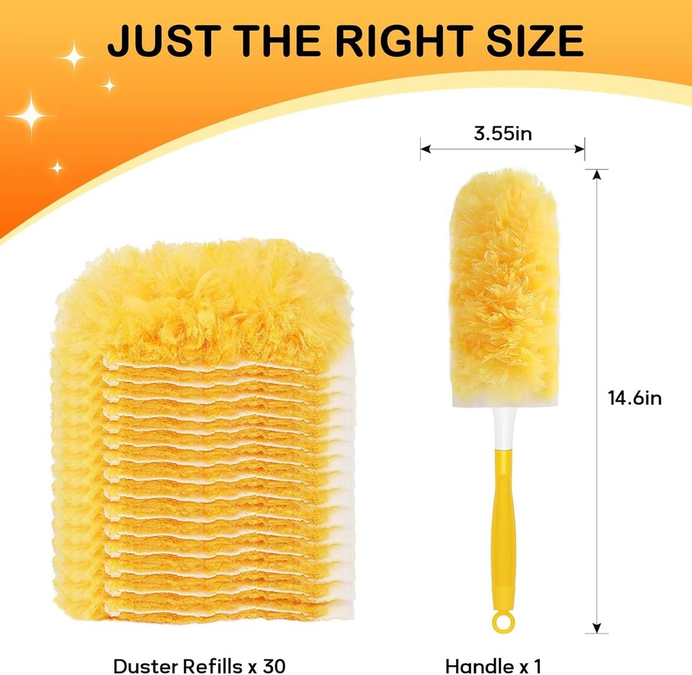 SetSail 30 Count Duster Refills for Swiffer Duster with 1 Handle Dusters for Cle