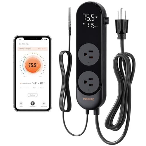 Bluetooth Digital Temperature Controller 1200W Heating Cooling 2-Stage Outlet