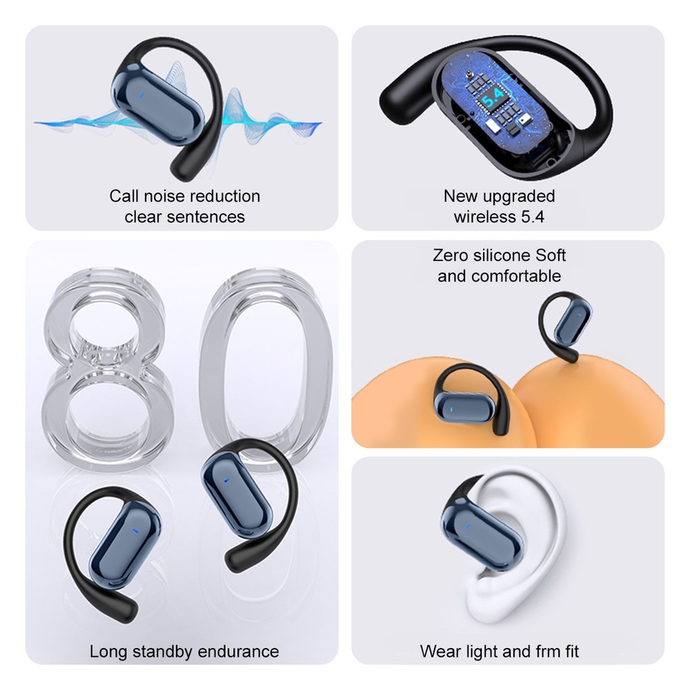 Wireless Earbuds Translator Bluetooth Open Earphones 144+ Languages Touchscreen