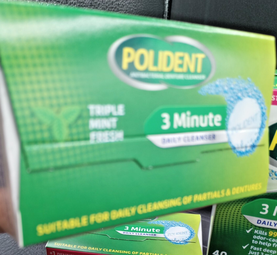 (LOT OF 6) Polident 3 Minute Denture Cleanser - 240 Total Tabs- EXP 03/26