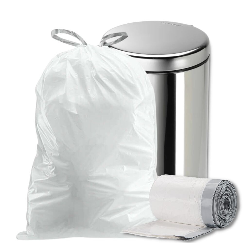 Plasticplace 8 Gallon White Trash Bags, 0.7 Mil, 200 Case