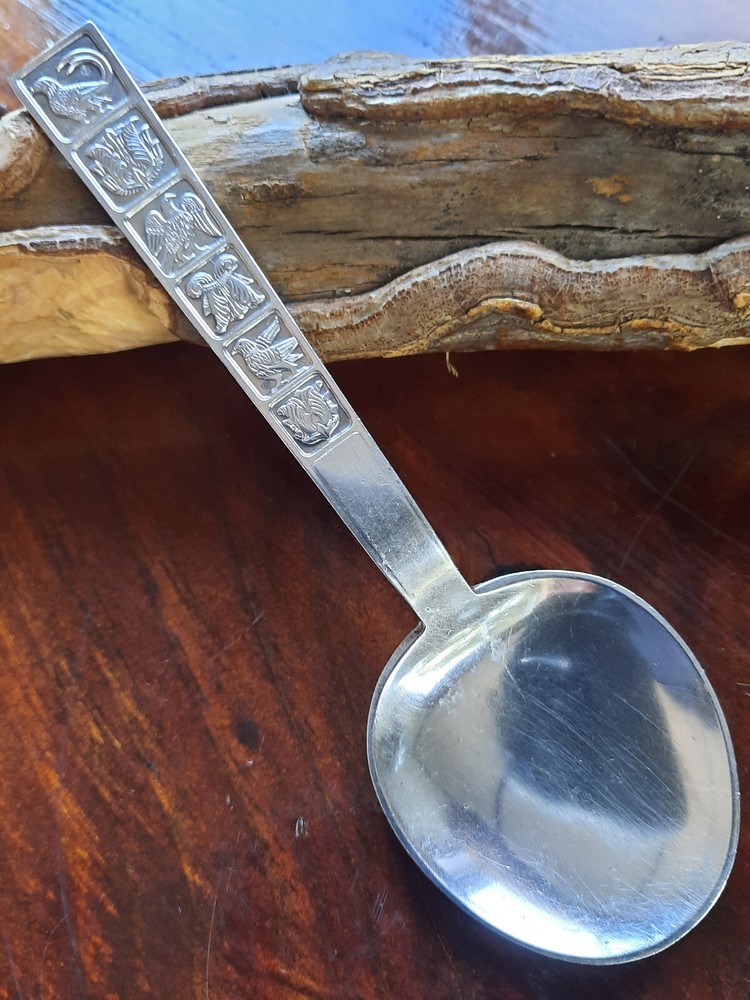 830S Silver David Andersen Bird Tile Baby Spoon, No mono