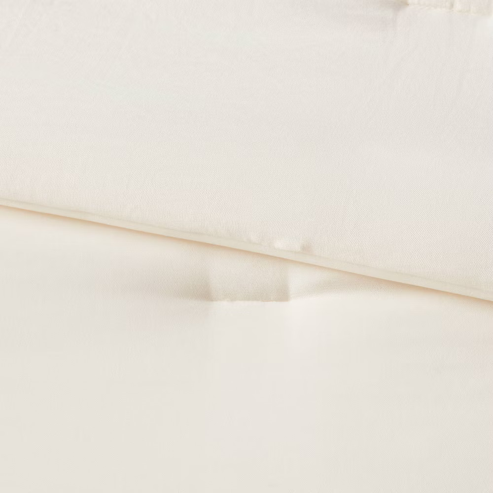 Threshold Velvet Comforter Set Modern Solid Suitable Year-Round, Cream, King