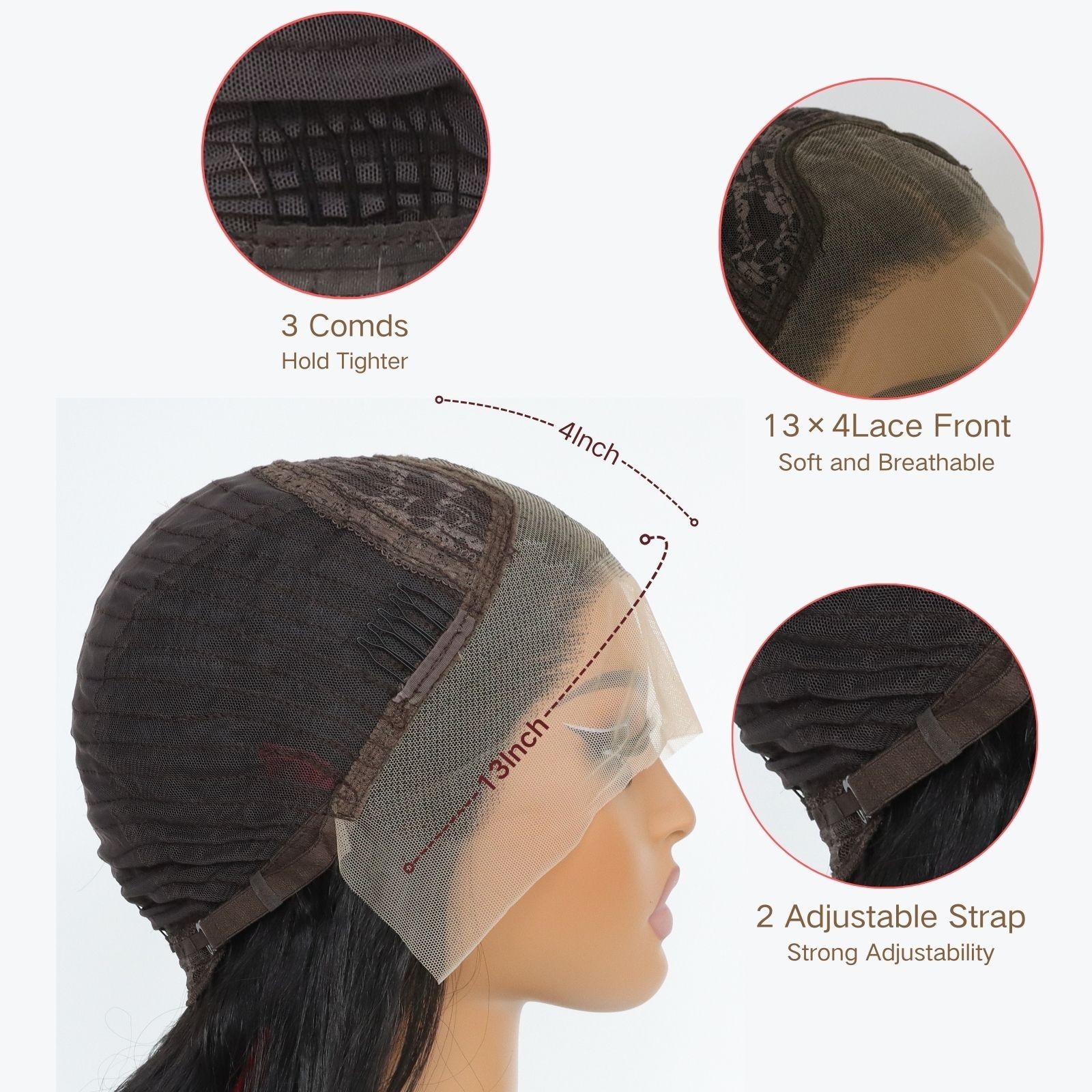 Lace Front Wig Natural Dark brown Heat Resistant Synthetic Hair Long Wavy