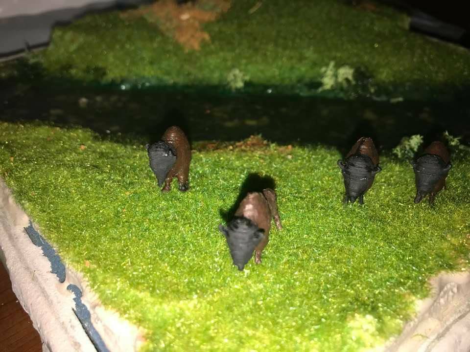 Ho 1/87 Scale Bison ( Buffalo) Animal Set Painted