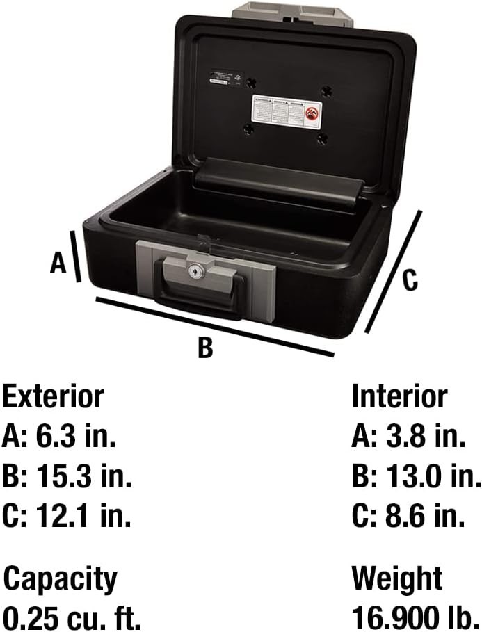 Compact Fireproof Safe Box with Key Lock for Jewelry & Documents - 0.25 Cu. Ft.