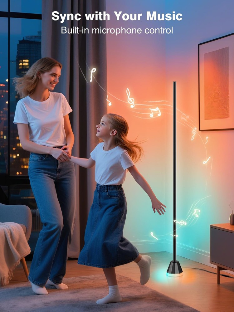 RIYO Corner Floor Lamp, LED Corner Lamp with AC Adapter & APP & Remote Contro...