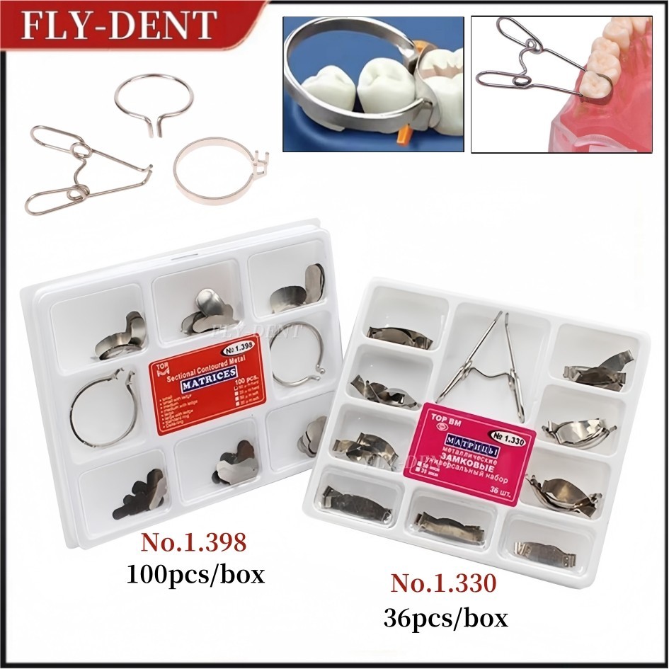Dental Sectional Contoured Matrices Matrix Band Ring Clamp Wedges springclip