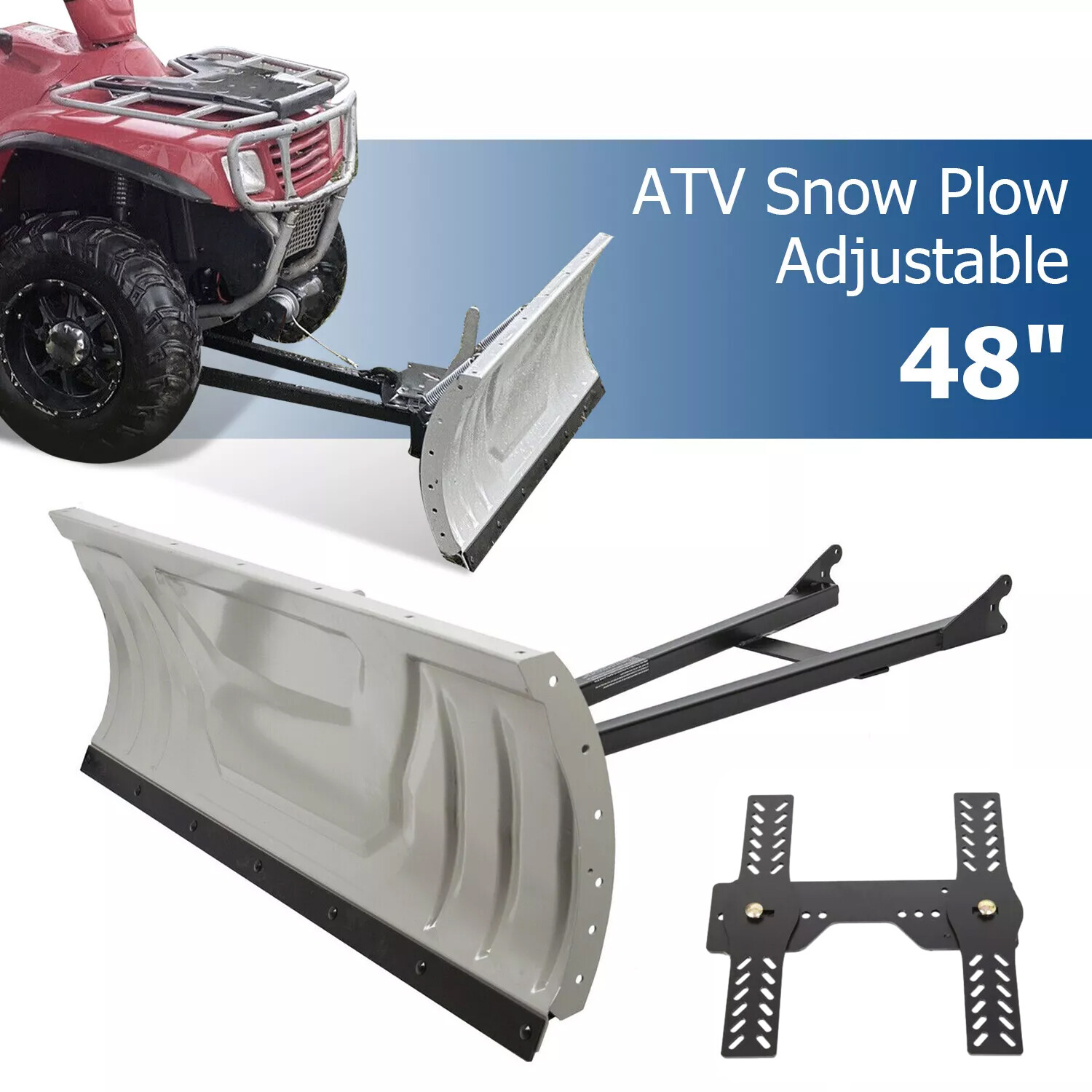 Snow Plow Blade Universal Kit Adjustable 48" For Honda Kawasaki Polaris ATV