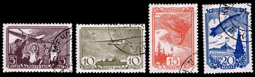 1938 RUSSIA #678-81 AVIATION COMMEMORATIVES - USED - VF - CV$10.50 (ESP#2744)