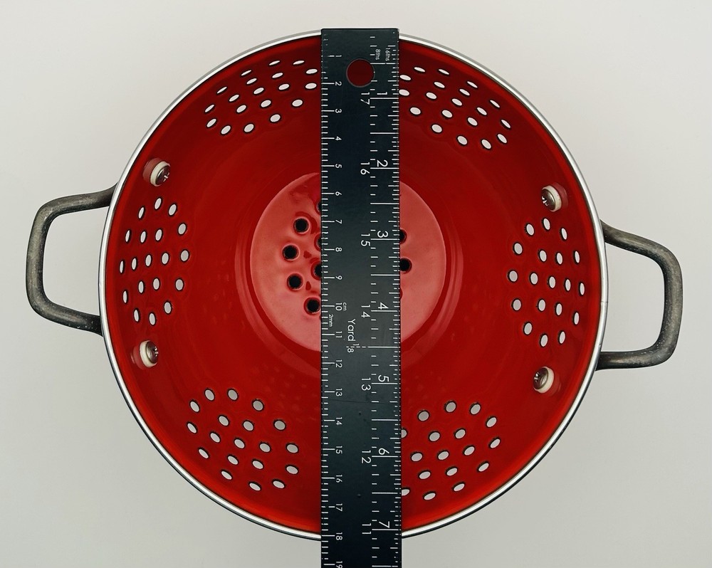 Vintage Red Enamel Colander