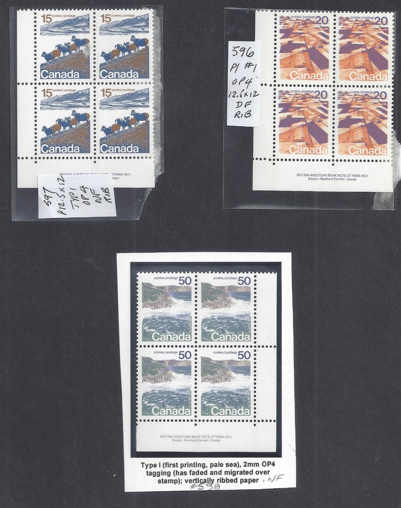 CANADA 596/597/598 MINT PLATE BLOCKS LANDSCAPE ISSUES BS31133