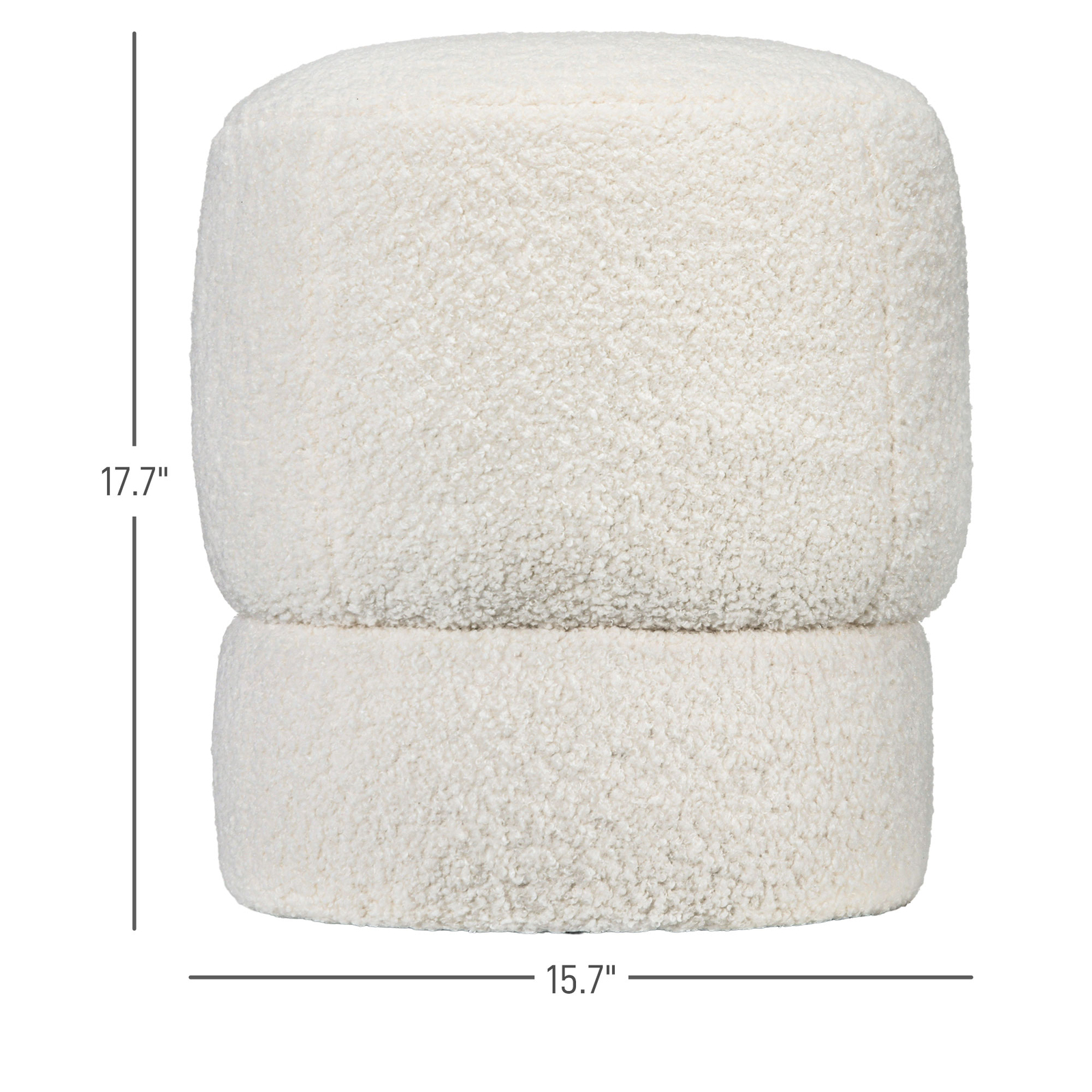 HOMCOM Round Ottoman Foot Stool with Fabric Upholstered Seat, Cream White