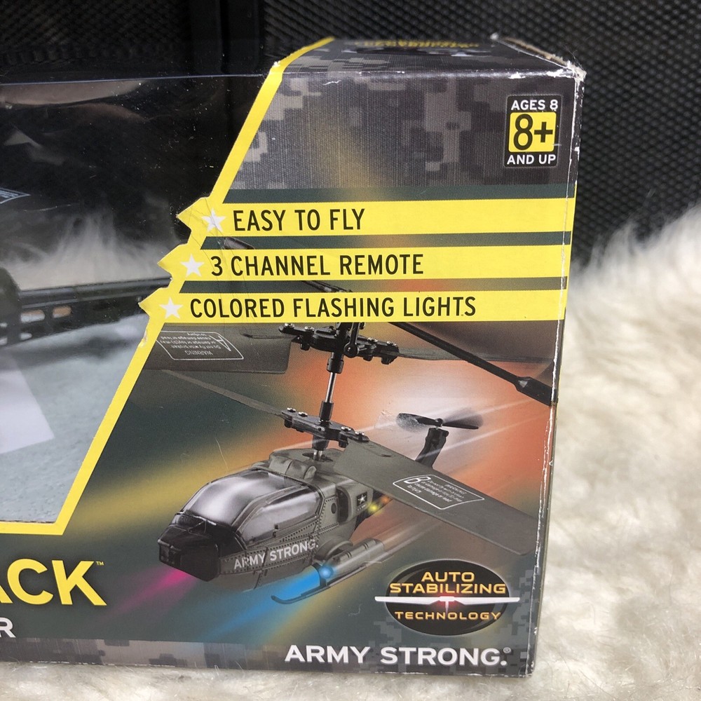 US Army Advanced Attack 3 Channel RC Helicopter Remote Control/Open Box Untested