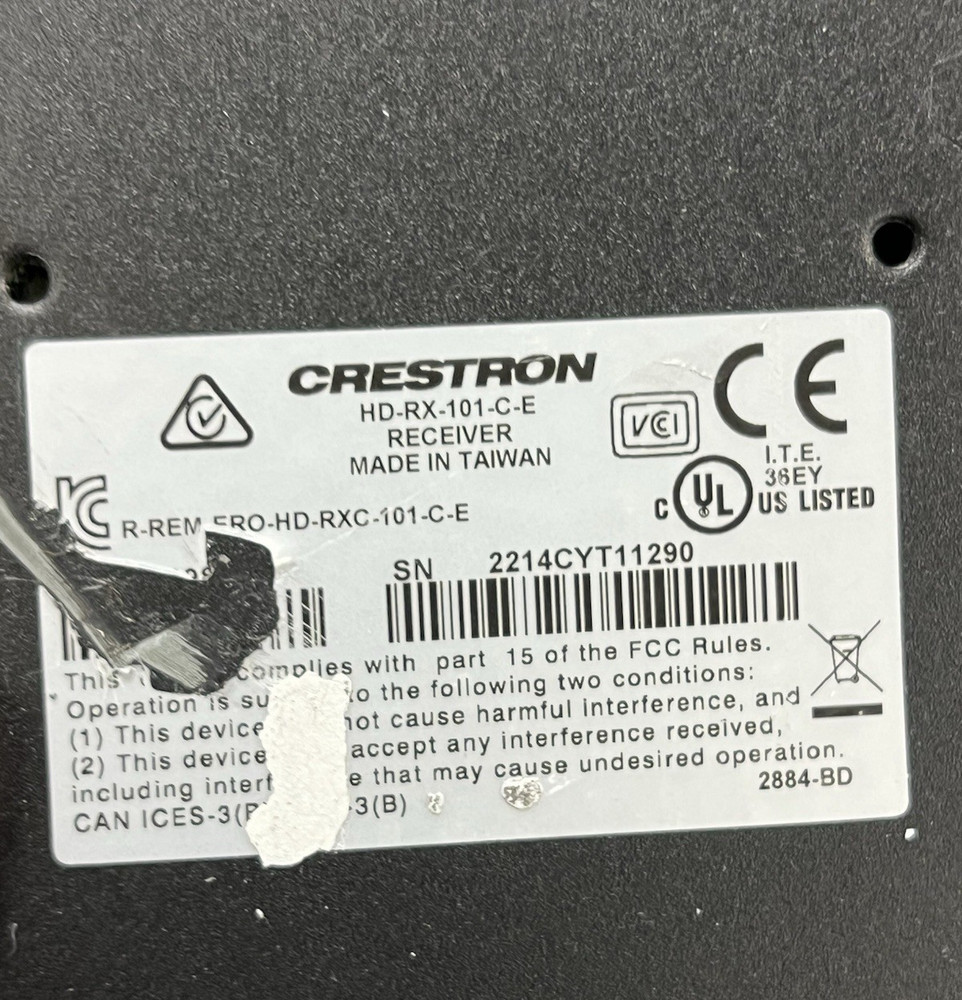 Crestron HD-RX-101-C-E Category Cable HDMI Receiver No Power Adapter