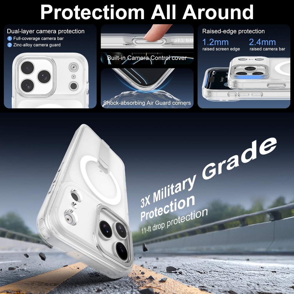 for iPhone 17 Pro Max Case with Stand, Camera Control Cover Control, Military...
