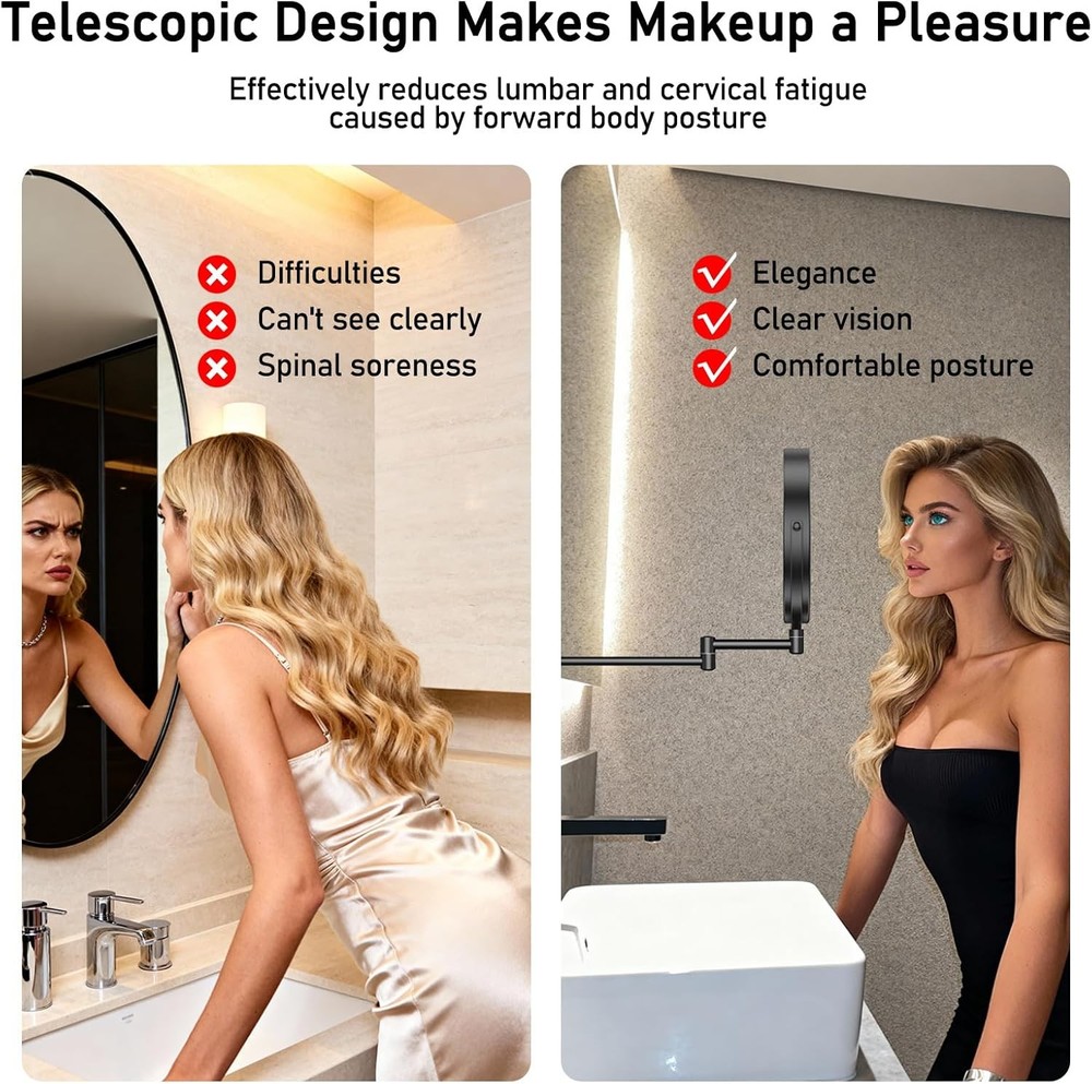 Wall Mounted Makeup Mirror with Magnification 30X Magnifying Mirror Bathroom