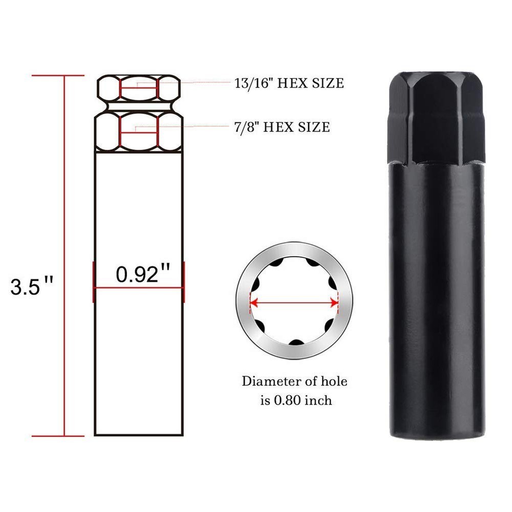 7 Spline Drive Tuner Wheel Lug Nut Socket Tool - Replacement 7-Splines