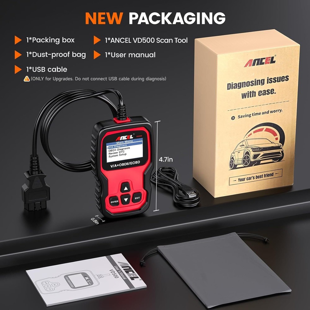 Ancel VD500 OBD2 Scanner Full System Code Reader Car Diagnostic Tools For VAG VW