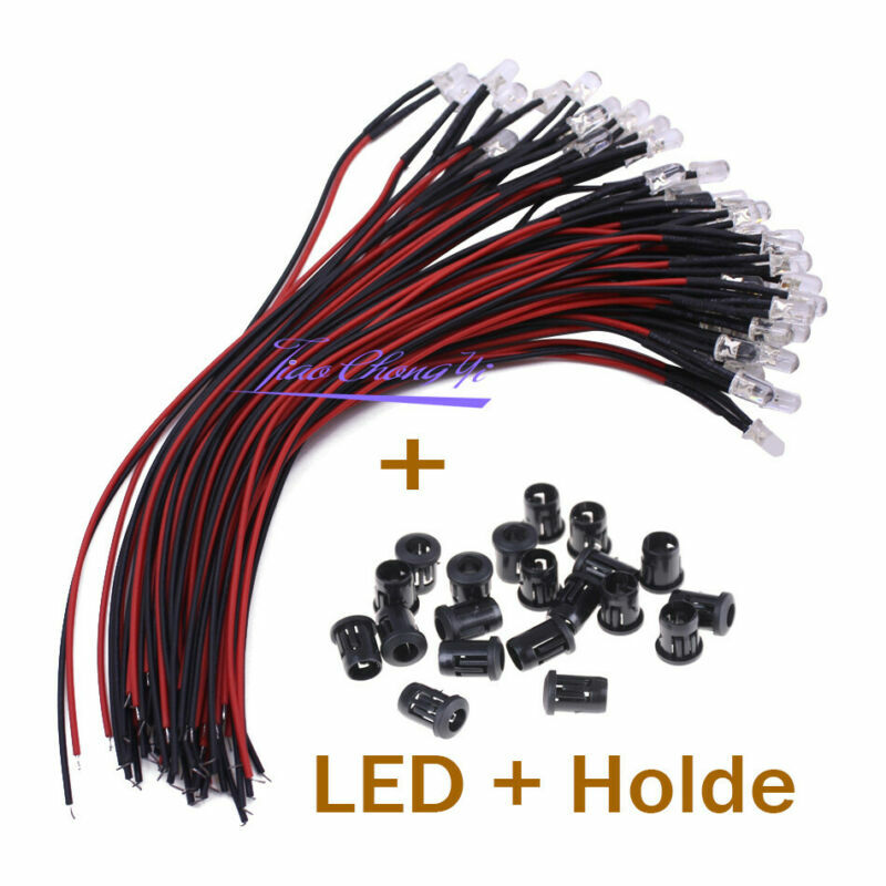 5V-12V F3mm 5mm Twinkle Flash 2pin Round 20cm Pre-wired Clear Flashing LED DIY