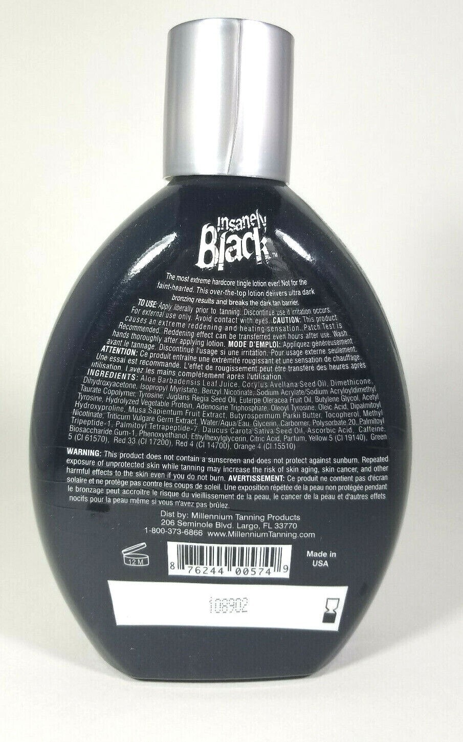 Millennium INSANELY BLACK Hot Tingle 60X Dark Tanning Lotion 13.5 oz