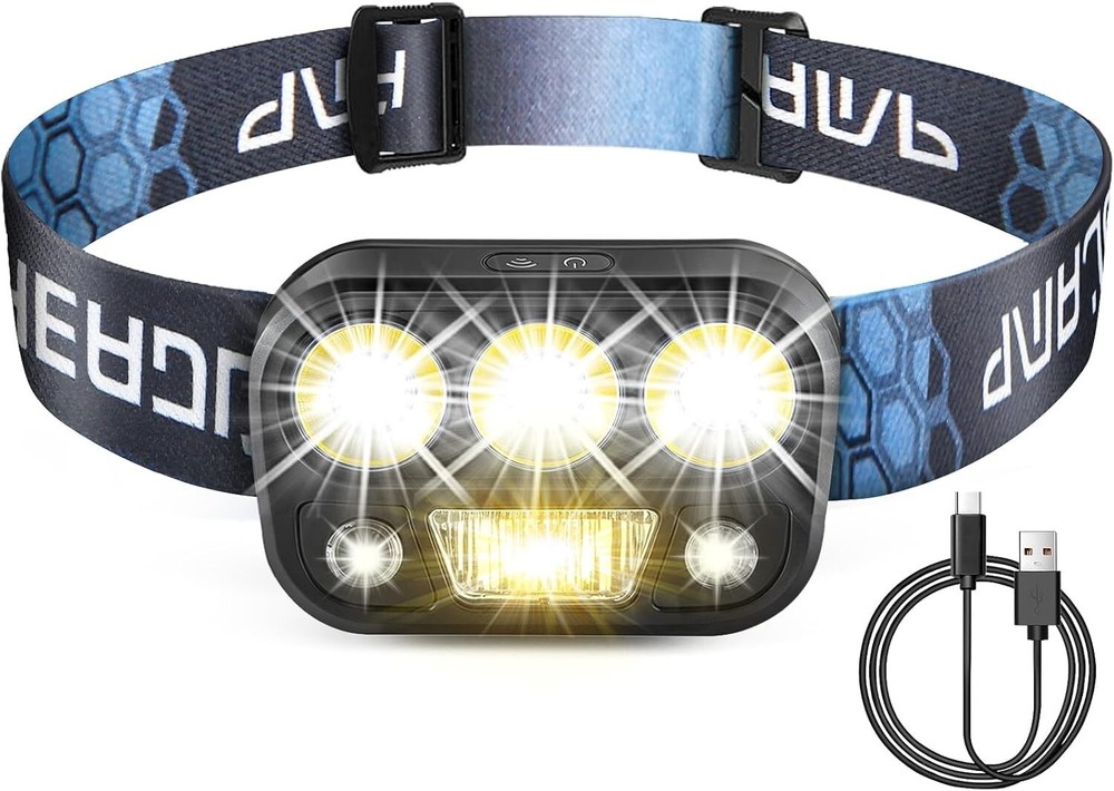 Headlamp Rechargeable - High Performance LED,Waterproof, Press and Inductive