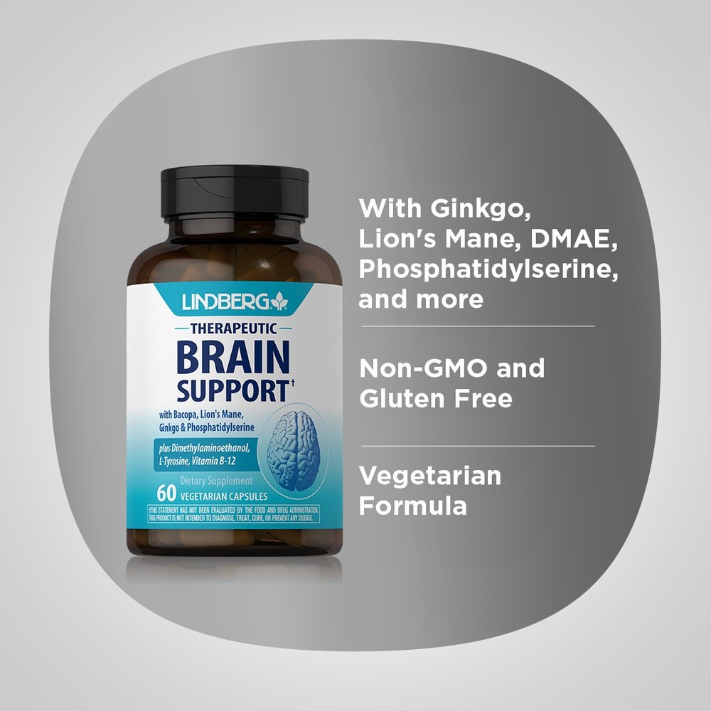 Brain Support Supplement | 60 Vegetarian Capsules | Ultra Complex | by Lindberg