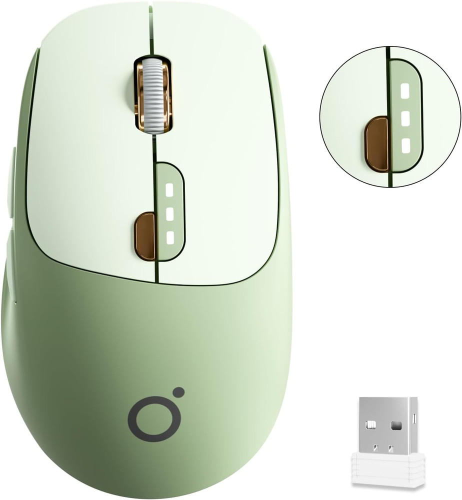 Q5 Wireless Mouse, Bluetooth & 2.4G Quiet Computer Mouses with Battery Level Dis