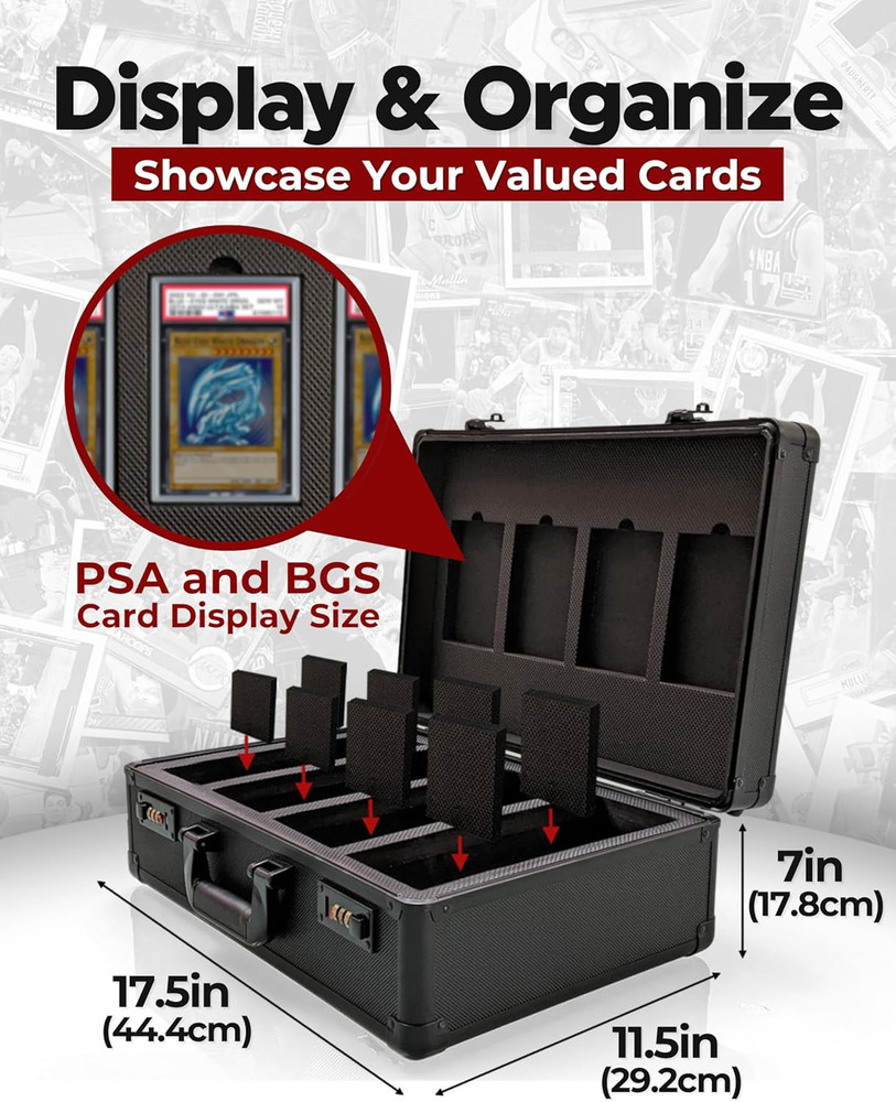 Graded Card Case - Durable PSA Slab Case with Combination Lock - 4 Row Graded Ca