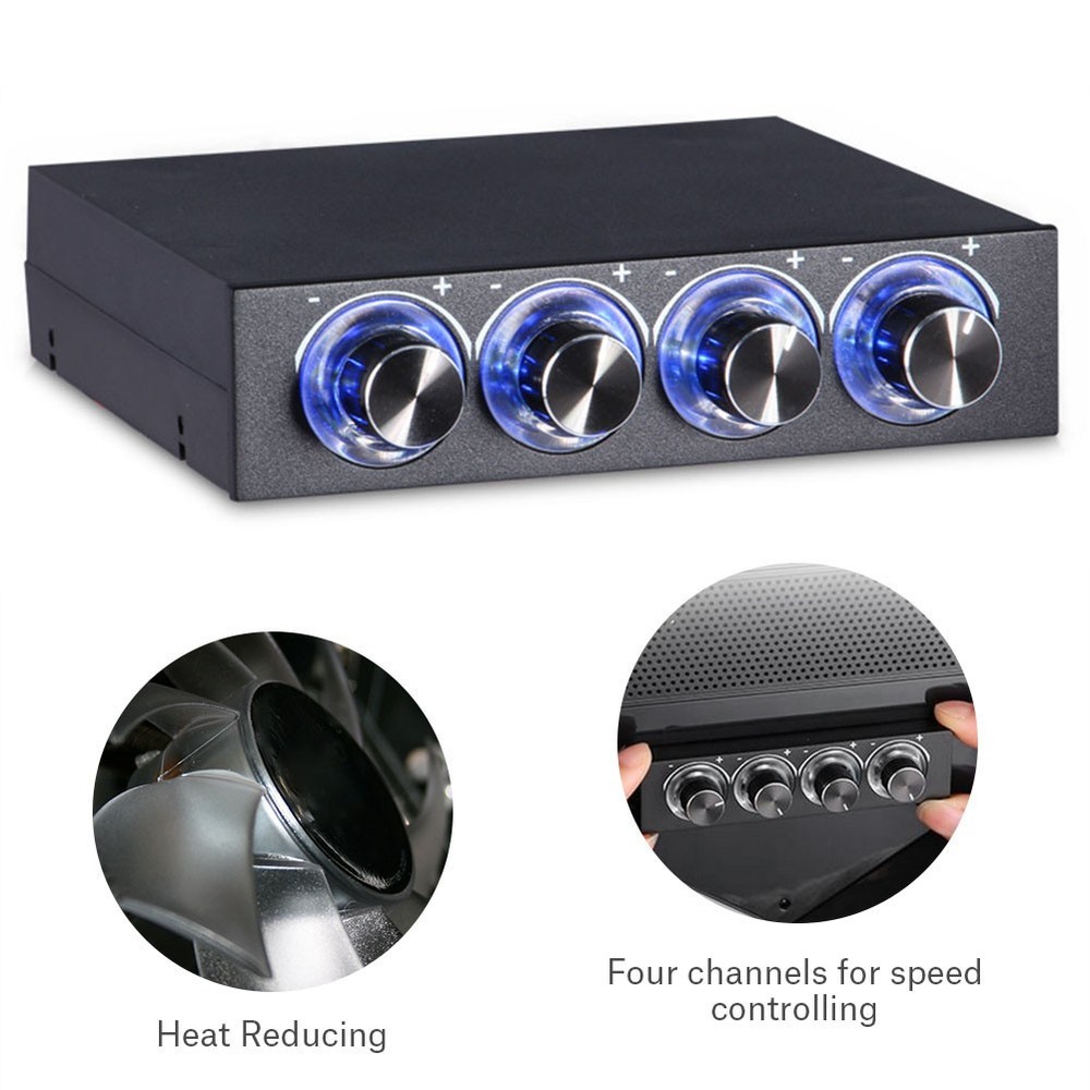 ♡ 4 Channel Computer Fan Speed & Temperature Controller Heat Reducing For PC