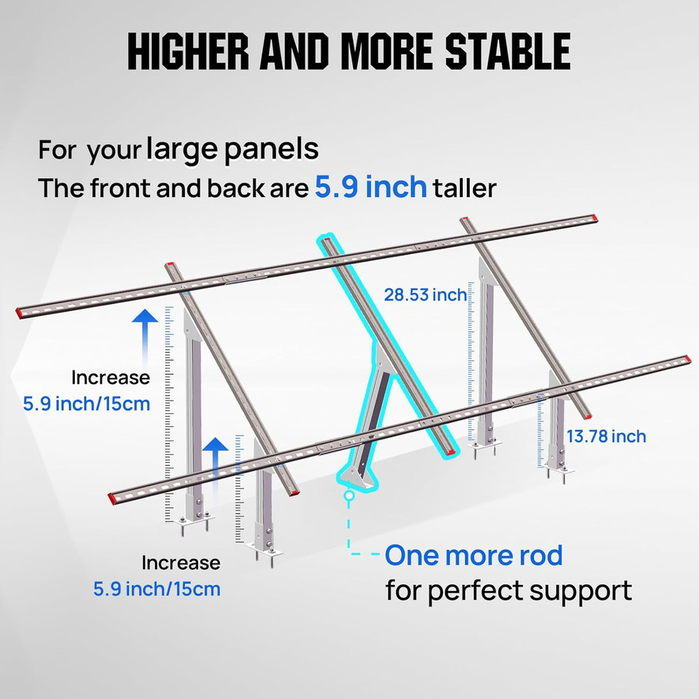 ECO-WORTHY Upgraded Solar Ground Mount Adjustable Multi-Pieces Solar Panel Mount