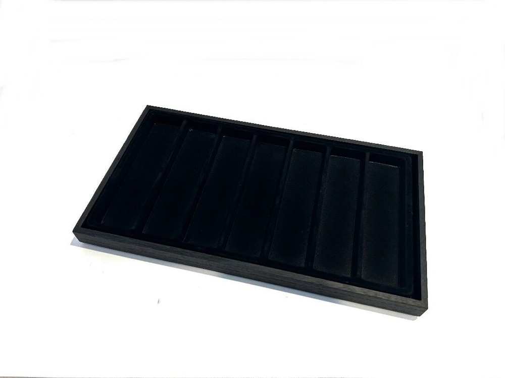 Black Straight Edge Razor Black 7 Slot Liner Display Stackable Plastic Tray