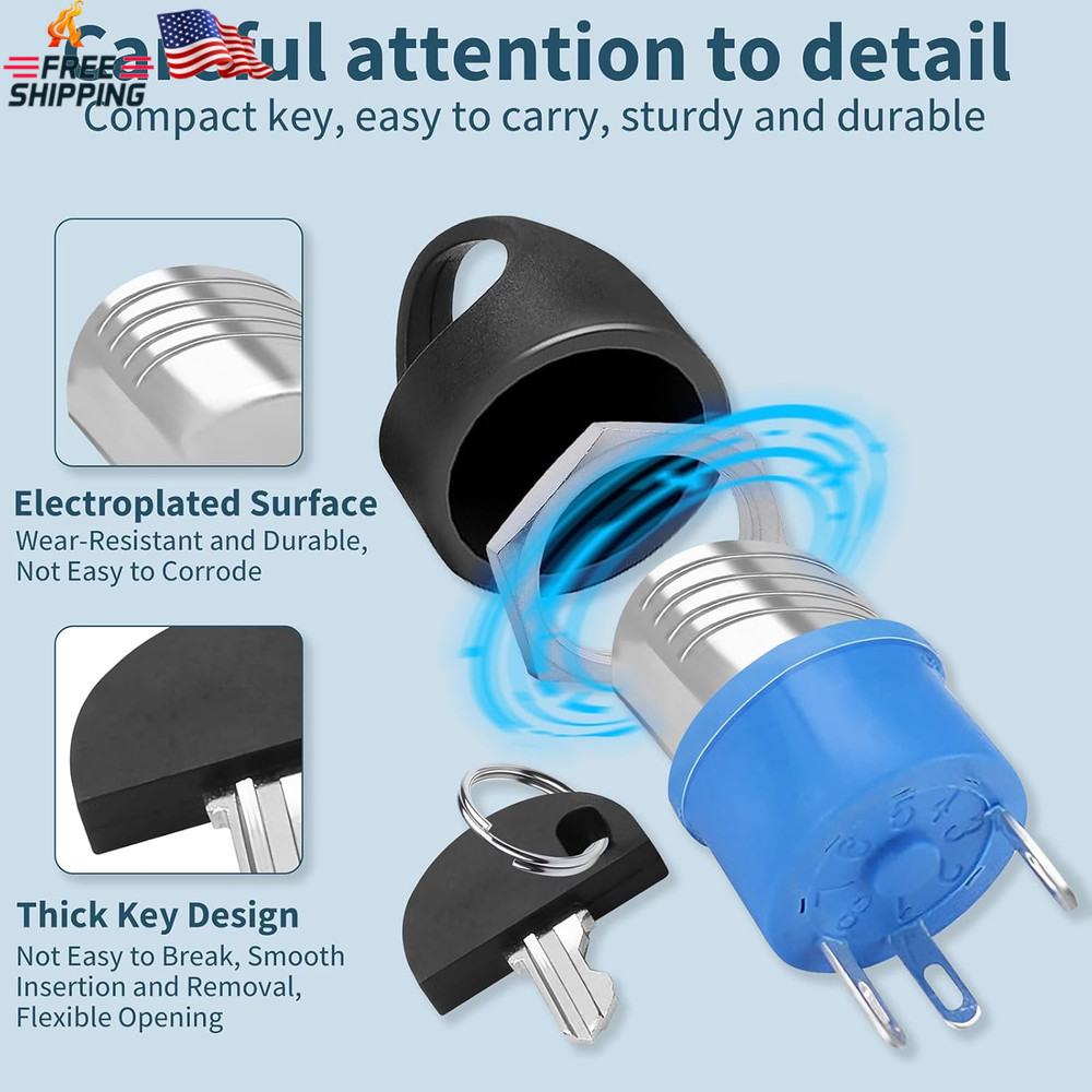 Ignition Switch with Key, Replacement Mobility Scooter Spare Start On/Off Igniti