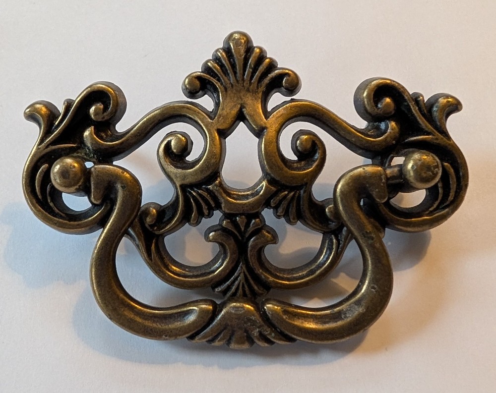 5 VTG BRASS 4" DROP BAIL DRAWER PULLS 1995 WITH ⅝" SCREWS