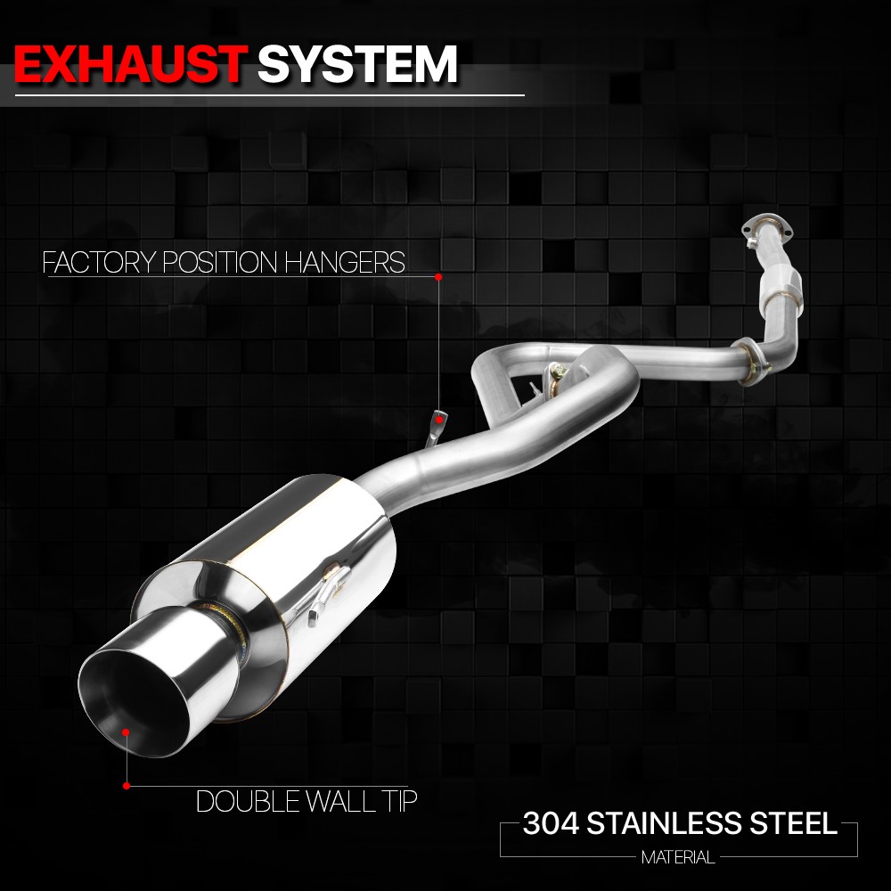 Fits 2000-2005 Mit Eclipse 2.4 3G [4" BEVELED TIP MUFFLER] SS Catback Exhaust