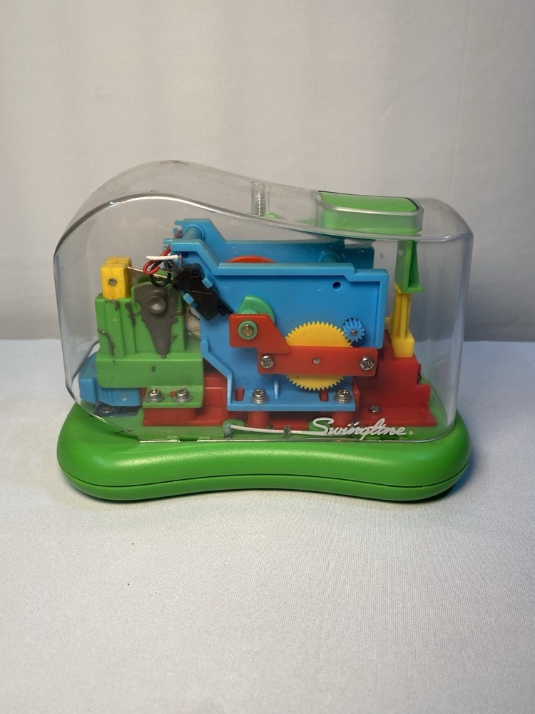 Swingline See Through Clear Stapler, Green Base, Automatic And Electric Untested